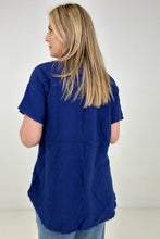 Load image into Gallery viewer, Zenana "April" Gauze Button Down Raw Edge Short Sleeve Top
