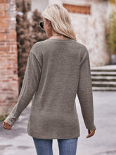 Load image into Gallery viewer, Double Take Buttoned Notched Neck Long Sleeve Top
