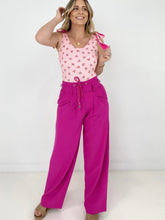 Load image into Gallery viewer, White Birch High Waist Solid Woven Wide Leg Pants With String
