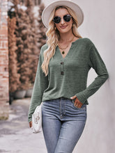 Load image into Gallery viewer, Double Take Buttoned Notched Neck Long Sleeve Top
