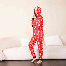 Load image into Gallery viewer, Santa Print Hooded Jumpsuit
