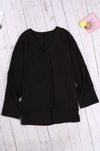 Load image into Gallery viewer, V Neck 3/4 Sleeve High Low Hem Shirt
