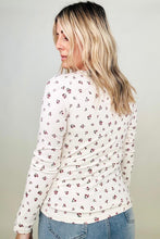 Load image into Gallery viewer, FawnFit Ditsy Floral Henley Long Sleeve Top
