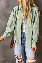 Load image into Gallery viewer, Green Frayed Boyfriend Corduroy Shacket
