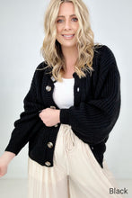 Load image into Gallery viewer, Zenana "Perfectly Poised" Solid Balloon Sleeve Button Front Cardigan
