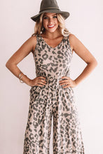 Load image into Gallery viewer, Leopard Print Pockets Wide Leg Sleeveless Jumpsuit
