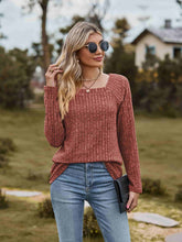 Load image into Gallery viewer, Ribbed Square Neck Long Sleeve Tee
