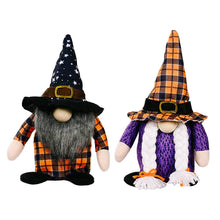 Load image into Gallery viewer, Halloween Orange Plaid Gnome Ornament
