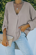 Load image into Gallery viewer, V Neck 3/4 Sleeve High Low Hem Shirt
