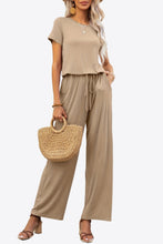 Load image into Gallery viewer, Round Neck Short Sleeve Jumpsuit with Pockets
