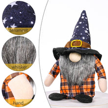 Load image into Gallery viewer, Halloween Orange Plaid Gnome Ornament
