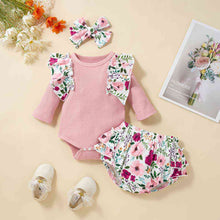 Load image into Gallery viewer, Floral Ruffle Trim Bodysuit and Bloomers Set
