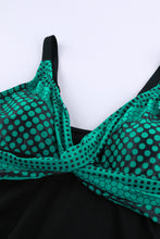 Load image into Gallery viewer, Green Retro Polka Dot Print Handkerchief Hem Tankini Set
