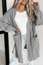 Load image into Gallery viewer, Ribbed Trim Eyelet Cable Knit Cardigan
