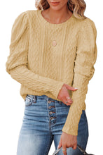 Load image into Gallery viewer, Solid Color Puffy Sleeve Textured Knit Top
