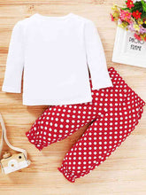 Load image into Gallery viewer, Round Neck Number One Graphic T-shirt and Polka Dot Pants Set

