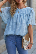 Load image into Gallery viewer, Floral Textured Ruffled Half Sleeve Babydoll Top
