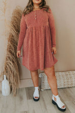 Load image into Gallery viewer, Green Plus Mineral Washed Ribbed Henley Dress
