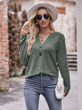 Load image into Gallery viewer, Double Take Buttoned Notched Neck Long Sleeve Top
