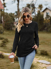 Load image into Gallery viewer, Ribbed Round Neck Long Sleeve Tee
