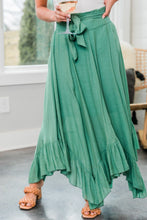Load image into Gallery viewer, Green Asymmetric Flounce Belted High Waist Maxi Skirts
