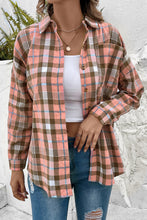 Load image into Gallery viewer, Plaid Collared Neck Long Sleeve Button-Up Shirt
