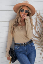 Load image into Gallery viewer, Crewneck Buttons Ribbed Knit Long Sleeve Top
