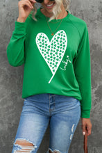 Load image into Gallery viewer, Lucky Clover Heart Graphic Raglan Sleeve Sweatshirt
