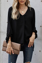 Load image into Gallery viewer, V Neck 3/4 Sleeve High Low Hem Shirt
