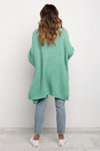 Load image into Gallery viewer, Green Long Line Open Front Knitted Cardigan With Pockets
