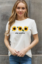 Load image into Gallery viewer, Simply Love Full Size STAY POSITIVE Sunflower Graphic Cotton Tee
