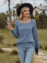 Load image into Gallery viewer, Ribbed Square Neck Long Sleeve Tee
