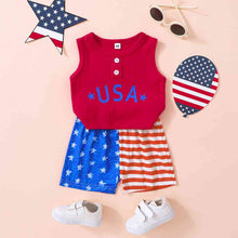 Load image into Gallery viewer, Kids USA Graphic Tank and Star and Stripe Shorts Set
