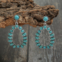 Load image into Gallery viewer, Retro Teardrop Hollow Inlaid Turquoise Drop Earring

