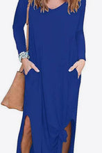 Load image into Gallery viewer, Split Long Sleeve V-Neck Maxi Dress
