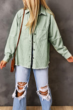 Load image into Gallery viewer, Green Frayed Boyfriend Corduroy Shacket
