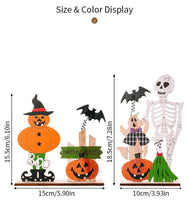 Load image into Gallery viewer, Wooden Halloween Skull Pumpkin Spring Bat Ornament
