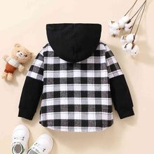 Load image into Gallery viewer, Plaid Button-Down Long Sleeve Hoodie
