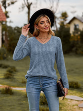 Load image into Gallery viewer, Ribbed V-Neck Long Sleeve Tee
