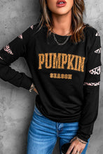 Load image into Gallery viewer, Leopard PUMPKIN SEASON Graphic Ripped Sleeve Sweatshirt
