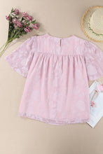 Load image into Gallery viewer, Floral Textured Ruffled Half Sleeve Babydoll Top
