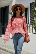 Load image into Gallery viewer, Leopard Ribbed Trim Dropped Shoulder Sweater
