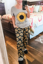 Load image into Gallery viewer, Sunflower Hello Sunshine Print Tee And Pants Lounge Set
