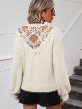 Load image into Gallery viewer, Lace Detail Cutout Long Sleeve Pullover Sweater
