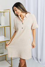 Load image into Gallery viewer, Zenana Iconic Scene Full Size Gauze Half Button Dress in Dusty Blush
