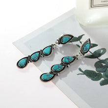 Load image into Gallery viewer, Retro Teardrop-Shaped Turquoise Dangle Earrings

