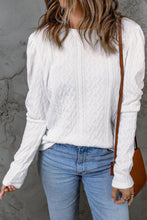 Load image into Gallery viewer, Solid Color Puffy Sleeve Textured Knit Top
