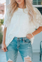 Load image into Gallery viewer, Floral Textured Ruffled Half Sleeve Babydoll Top
