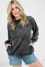 Load image into Gallery viewer, Zenana Acid Wash Raw Edge Front Pocket Pullover
