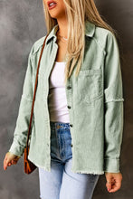 Load image into Gallery viewer, Green Frayed Boyfriend Corduroy Shacket
